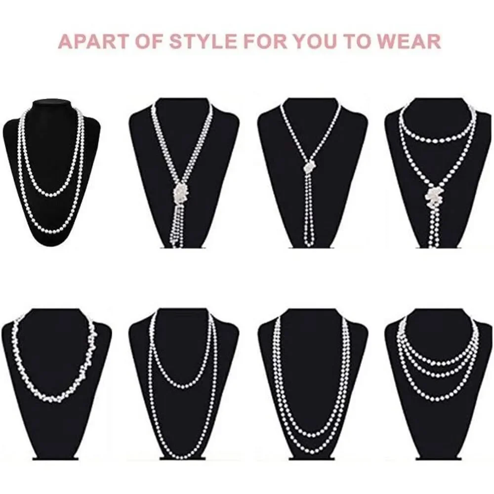 🤍✨ 6PCS 1920s White Accessories Flapper Great Gatsby Retro Costume Set NEW